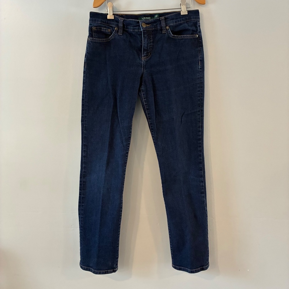 Lauren Ralph Lauren Womens Straight Leg Jeans Dark Wash Indigo Stretch Size 4